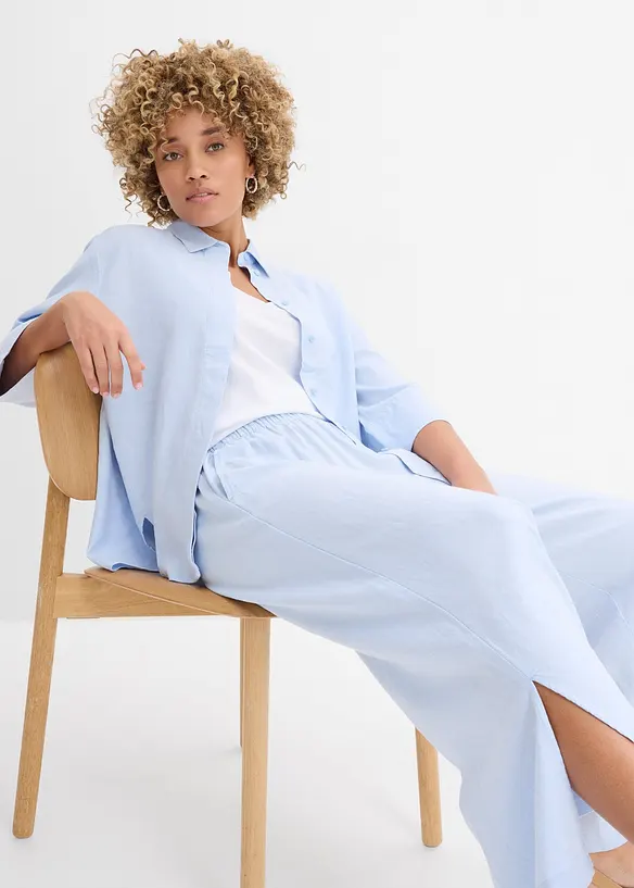 Hemdbluse aus k&uuml;hlendem Leinen-Mix, bonprix