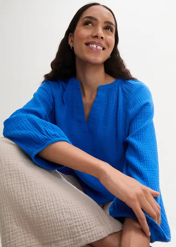 Blouse oversize en gaze de coton, bonprix