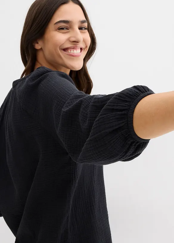 Blouse oversize en gaze de coton, bonprix