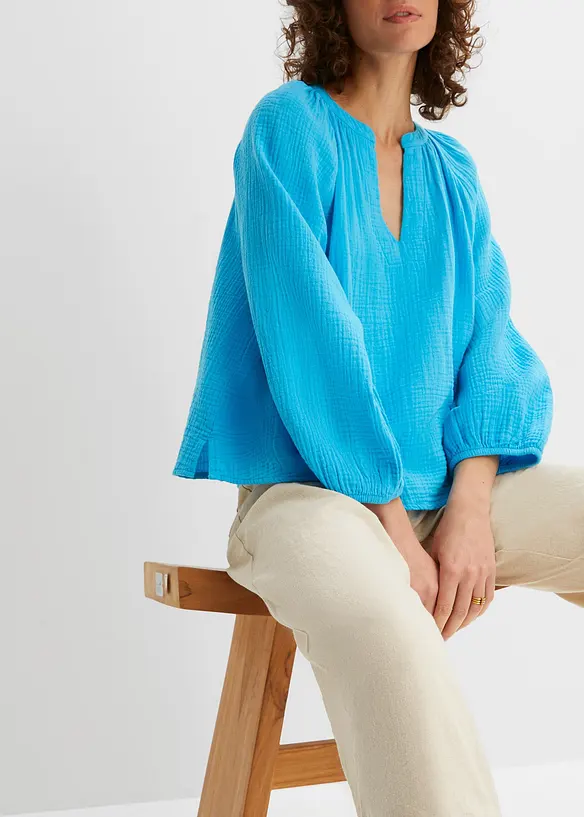 Blouse oversize en gaze de coton, bonprix