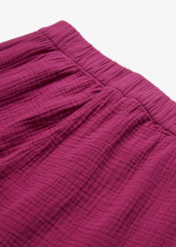 Pantalon large &agrave; pinces en gaze de coton, bonprix