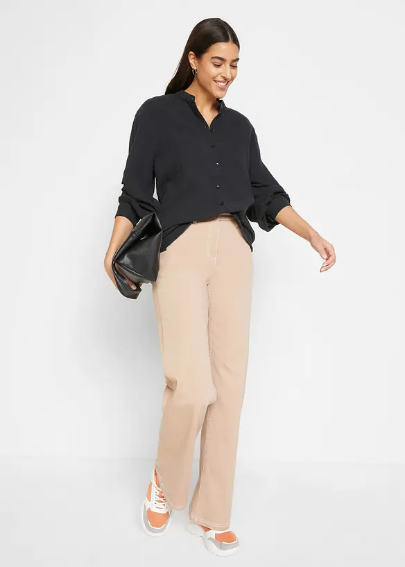 Longbluse aus luftigem Musselin, bonprix