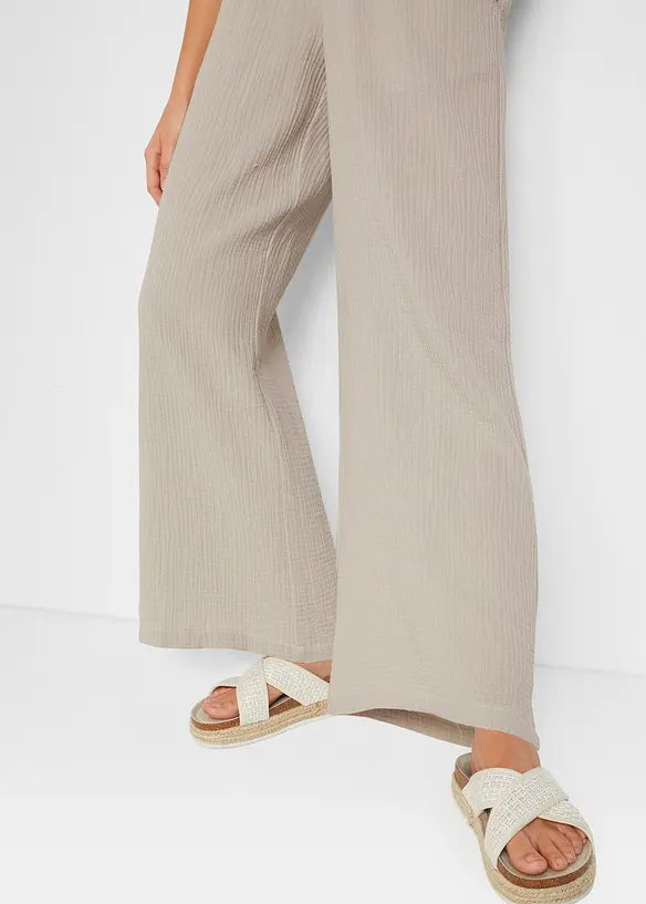Pantalon palazzo l&eacute;ger en gaze de coton, bonprix