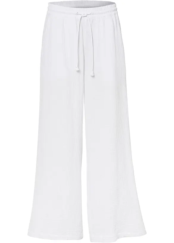 Pantalon palazzo l&eacute;ger en gaze de coton, bonprix
