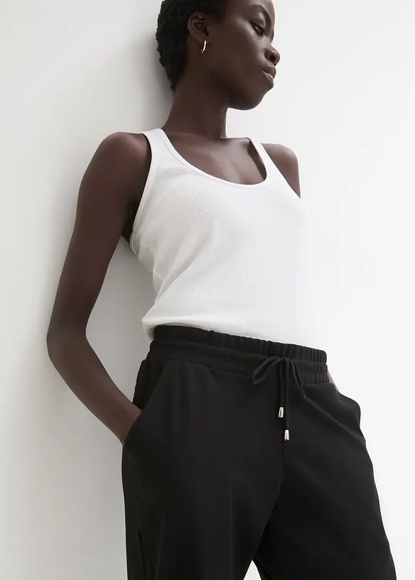 Pantalon jogger en viscose m&eacute;lang&eacute;e, bonprix