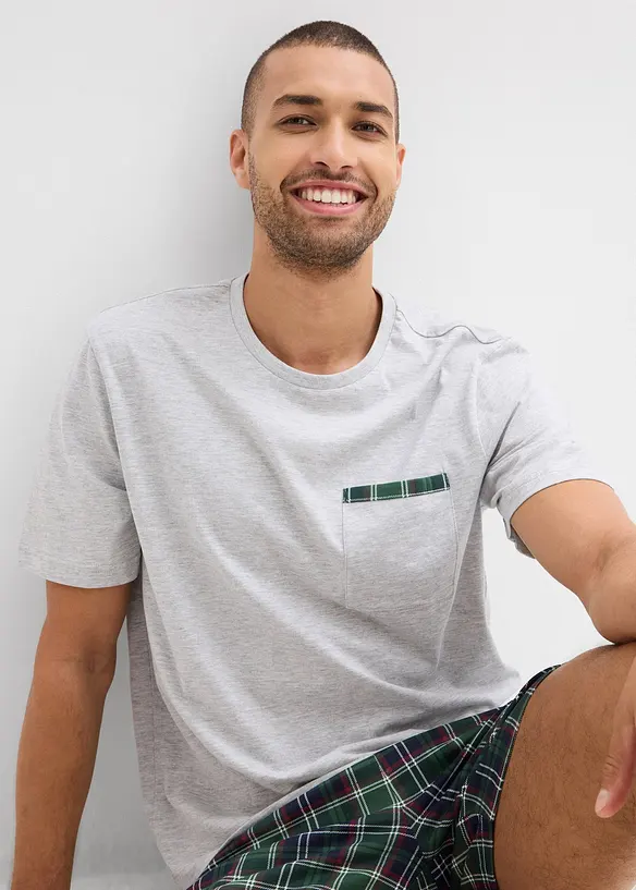 Pyjashort avec T-shirt &agrave; poche poitrine, bonprix