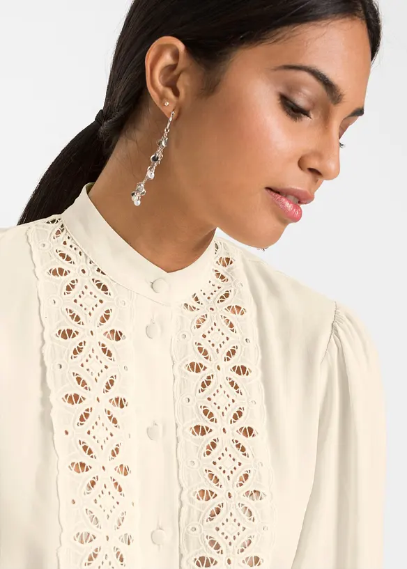 Chemisier &agrave; dentelle en viscose m&eacute;lang&eacute;e, bonprix