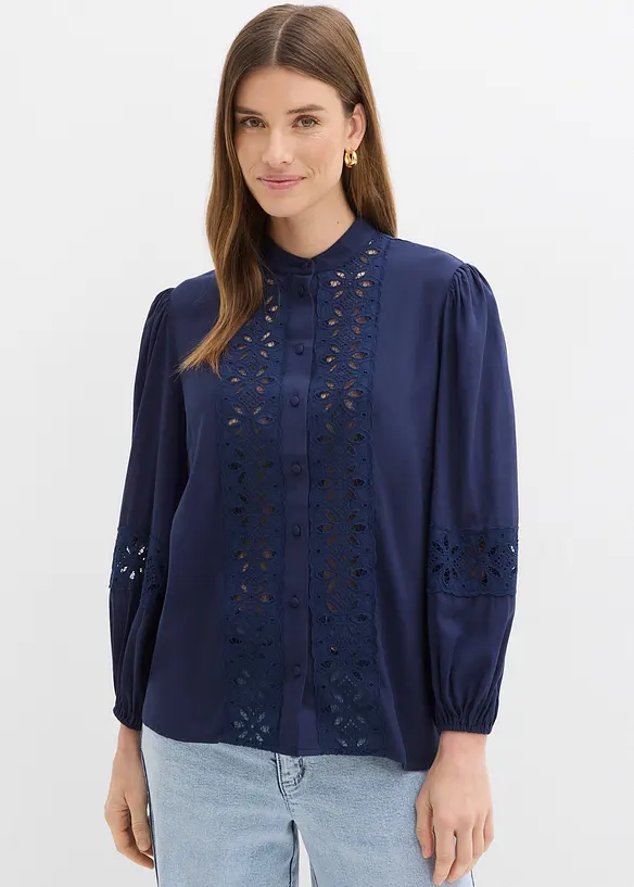 Bluse mit Spitze aus softem Viskose-Mix, bonprix
