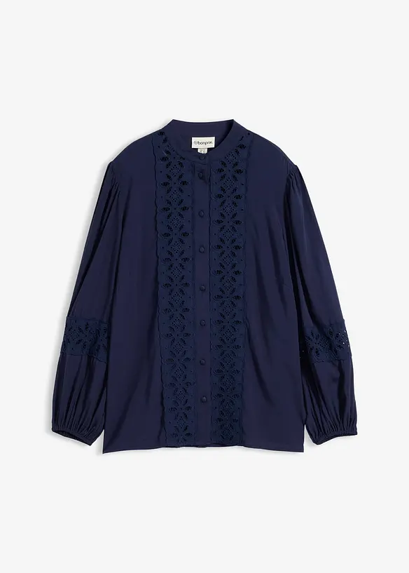 Bluse mit Spitze aus softem Viskose-Mix, bonprix