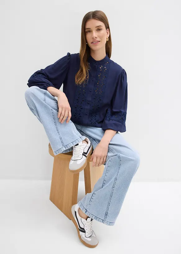 Bluse mit Spitze aus softem Viskose-Mix, bonprix