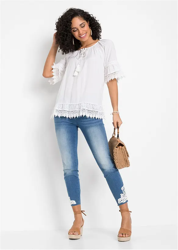 Tunique &agrave; dentelle en viscose douce, bonprix