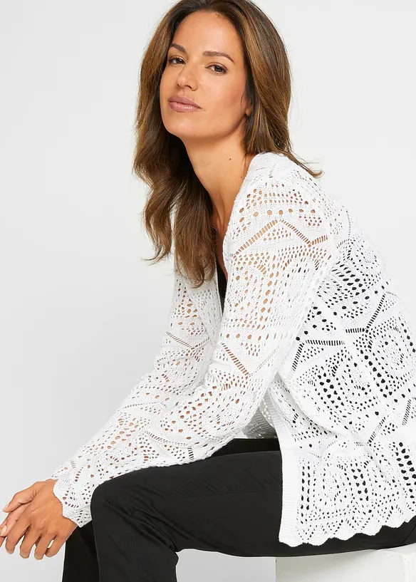 Gilet en maille ajour&eacute;e, bonprix