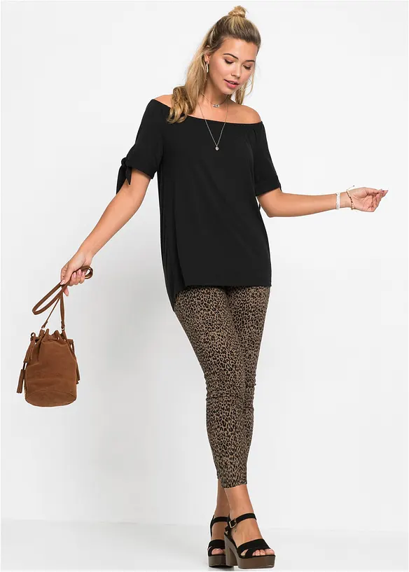 T-shirt col Bardot &agrave; d&eacute;tail n&oelig;ud, bonprix