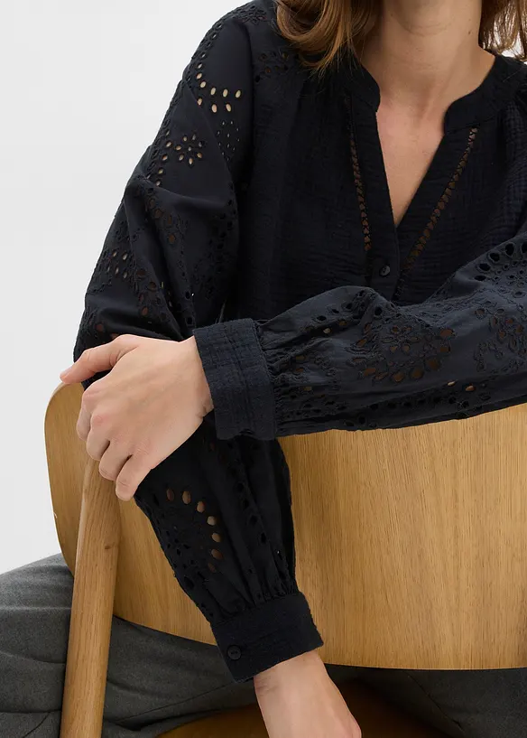 Tunikabluse aus luftigem Musselin, bonprix