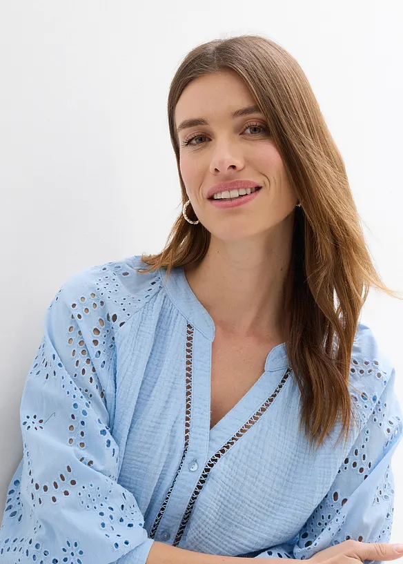 Blouse longue en gaze de coton l&eacute;g&egrave;re, bonprix