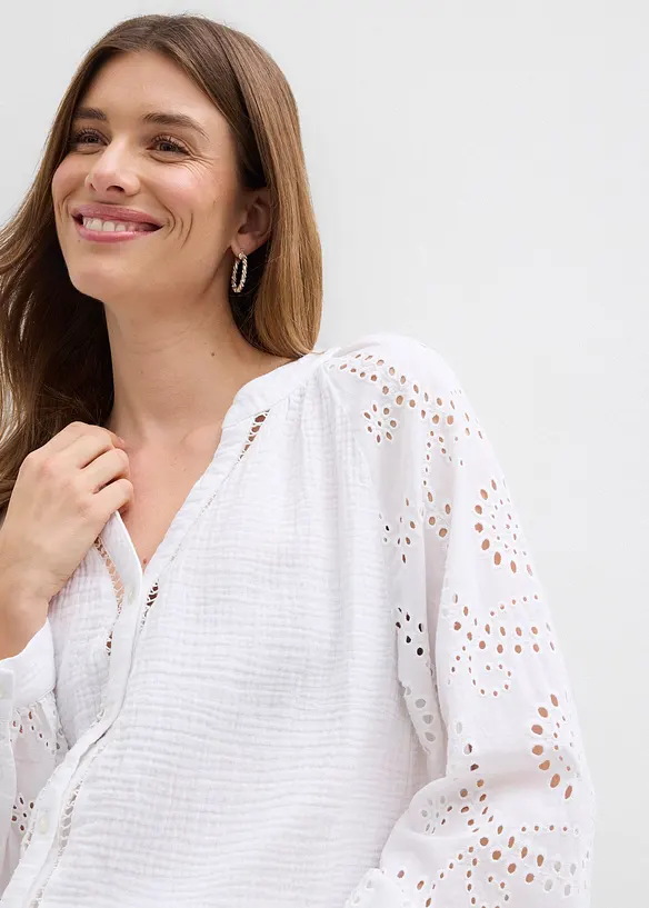 Tunikabluse aus luftigem Musselin, bonprix