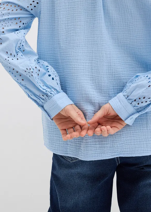 Blouse longue en gaze de coton l&eacute;g&egrave;re, bonprix