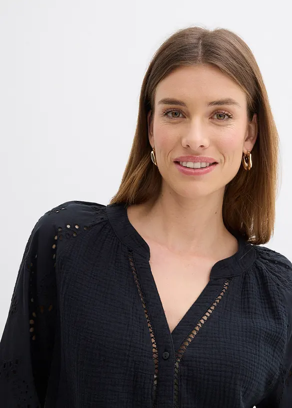 Tunikabluse aus luftigem Musselin, bonprix