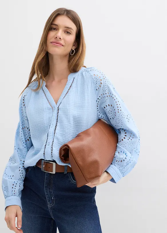 Blouse longue en gaze de coton l&eacute;g&egrave;re, bonprix