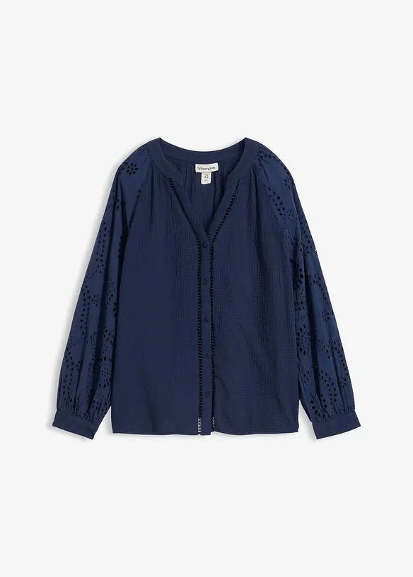 Blouse longue en gaze de coton l&eacute;g&egrave;re, bonprix