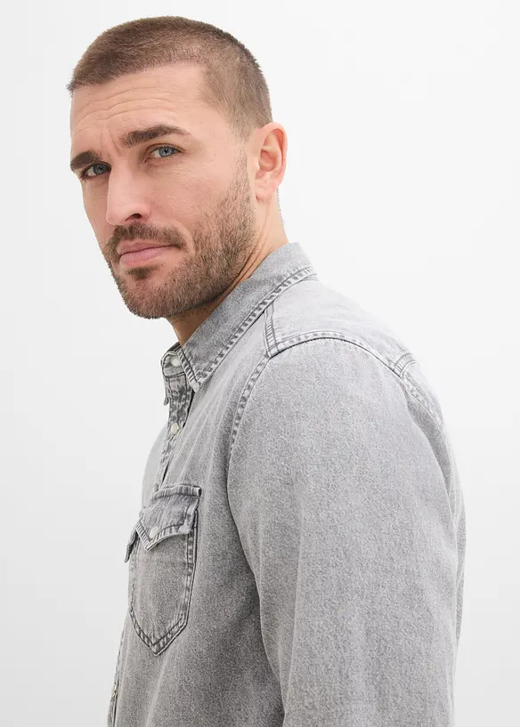 Jeanshemd, Langarm aus reiner Bio-Baumwolle, bonprix
