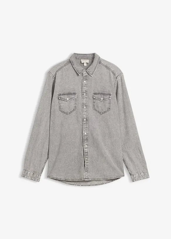 Jeanshemd, Langarm aus reiner Bio-Baumwolle, bonprix