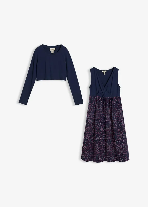 Robe de grossesse et d&rsquo;allaitement + T-shirt manches longues en coton (ens. 2 pces), bonprix