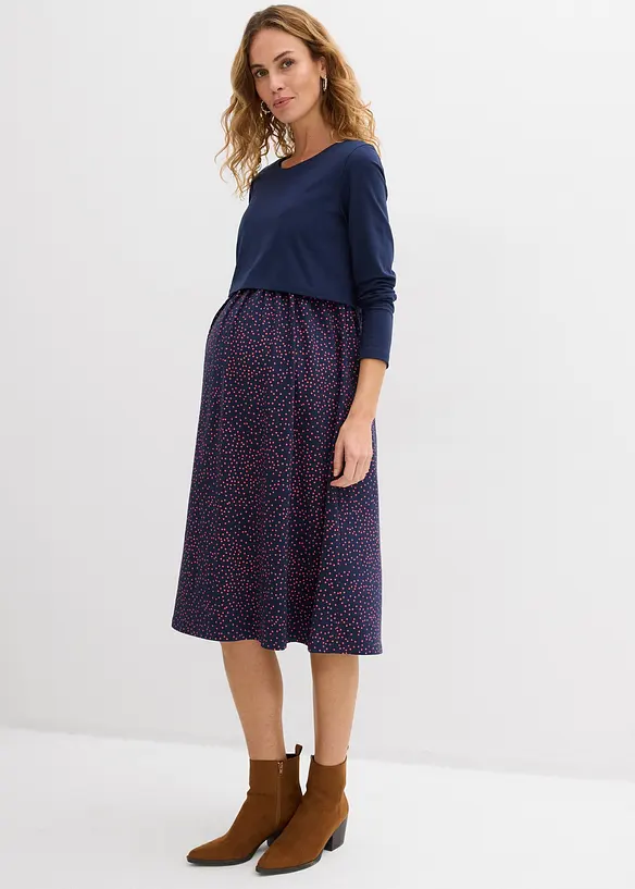 Robe de grossesse et d&rsquo;allaitement + T-shirt manches longues en coton (ens. 2 pces), bonprix