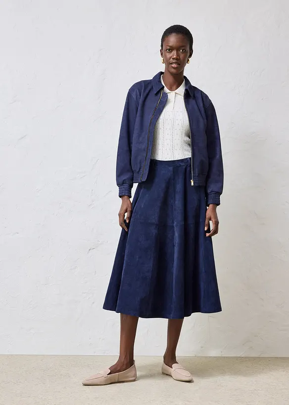 Midirock aus weichem Verloursleder, bonprix