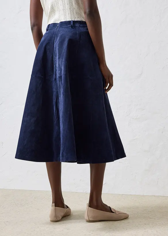 Midirock aus weichem Verloursleder, bonprix