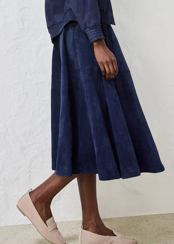 Midirock aus weichem Verloursleder, bonprix