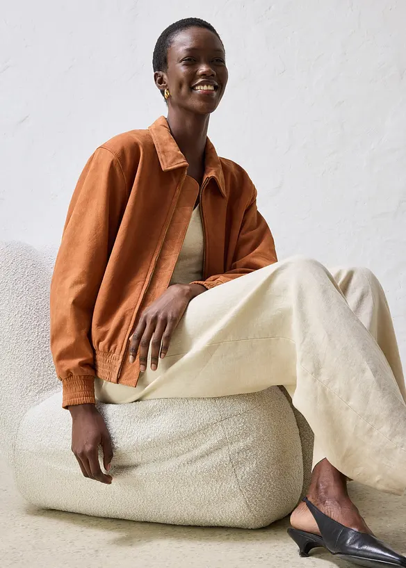 Blouson en cuir velours, bonprix