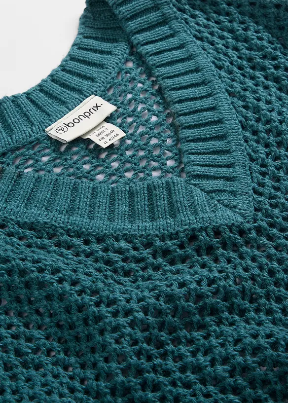 Ajour-Pullover aus leichtem Leinen-Mix, bonprix