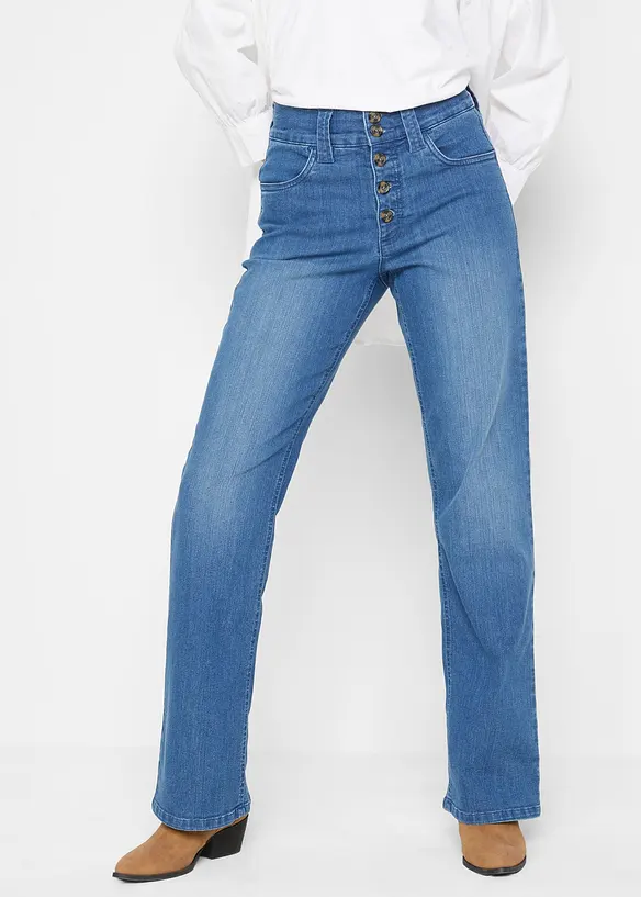 Jean droit taille haute, extensible, bonprix