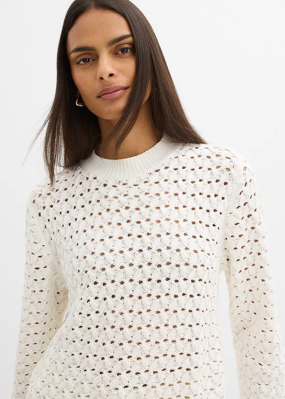 Pull en maille ajour&eacute;e, bonprix
