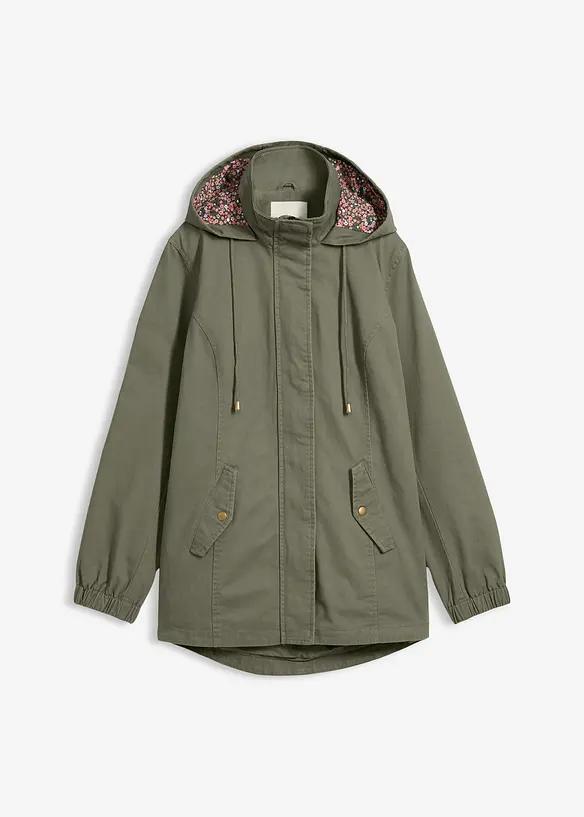 Parka de mi-saison en coton avec capuche imprim&eacute;e, bonprix