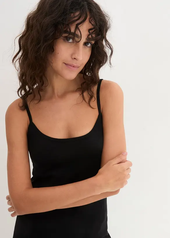 Spaghettitr&auml;ger-Top aus reiner Baumwolle (3er Pack), bonprix