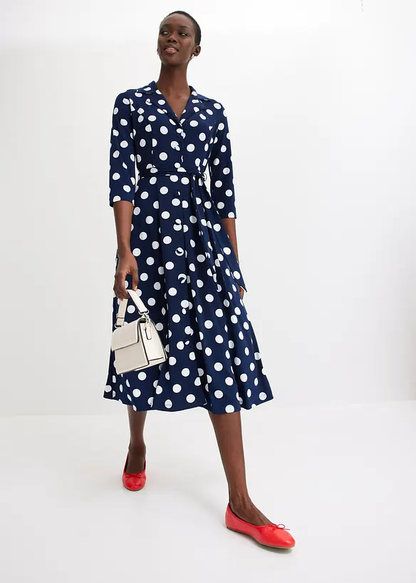 Hemdblusenkleid mit Bindeband (2-tlg.Set), bonprix