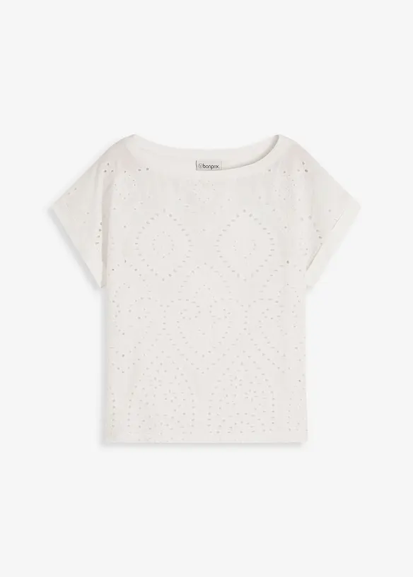 T-shirt &agrave; broderies anglaises, bonprix