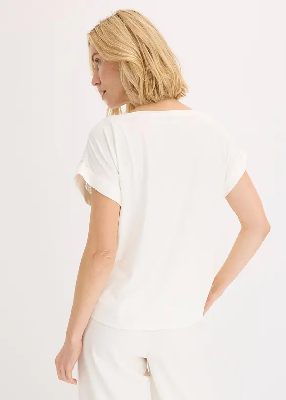 T-shirt &agrave; broderies anglaises, bonprix