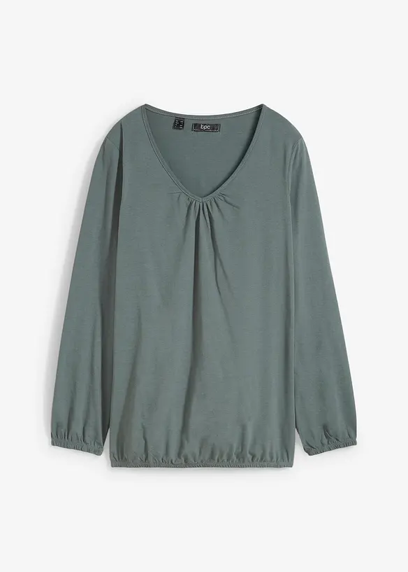 Langarmshirt mit Gummizug aus reiner Baumwolle, bonprix