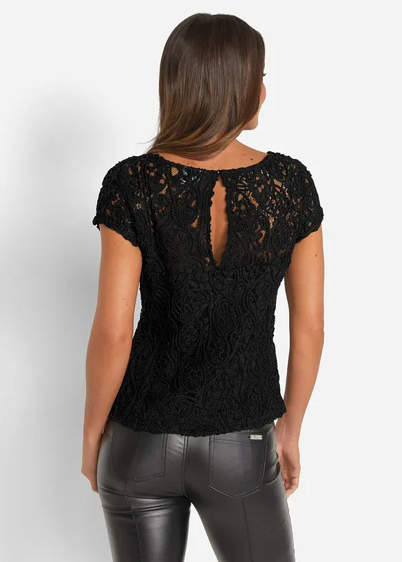 Blouse manches courtes en dentelle, bonprix