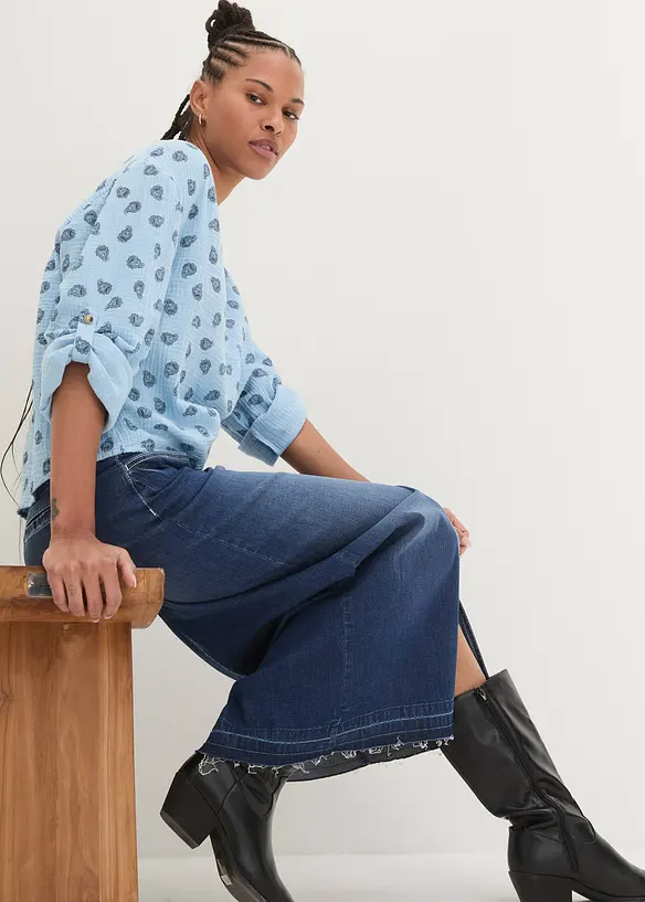 Blouse oversize en gaze de coton l&eacute;g&egrave;re, bonprix