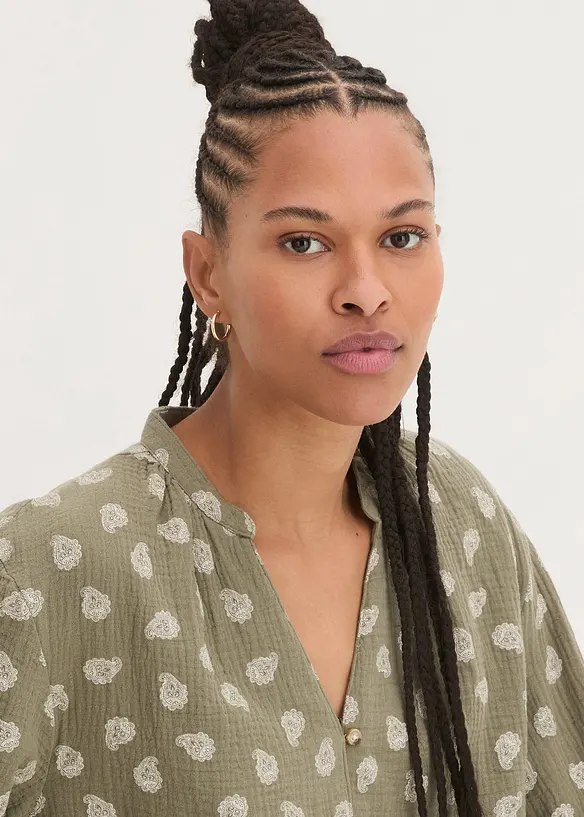 Blouse oversize en gaze de coton l&eacute;g&egrave;re, bonprix