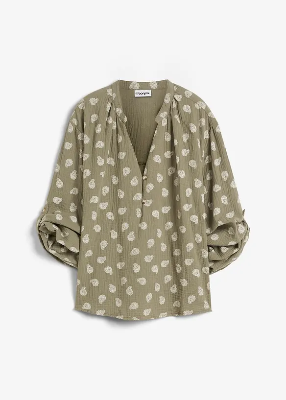 Blouse oversize en gaze de coton l&eacute;g&egrave;re, bonprix