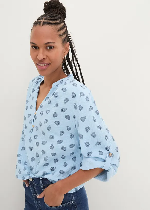 Blouse oversize en gaze de coton l&eacute;g&egrave;re, bonprix