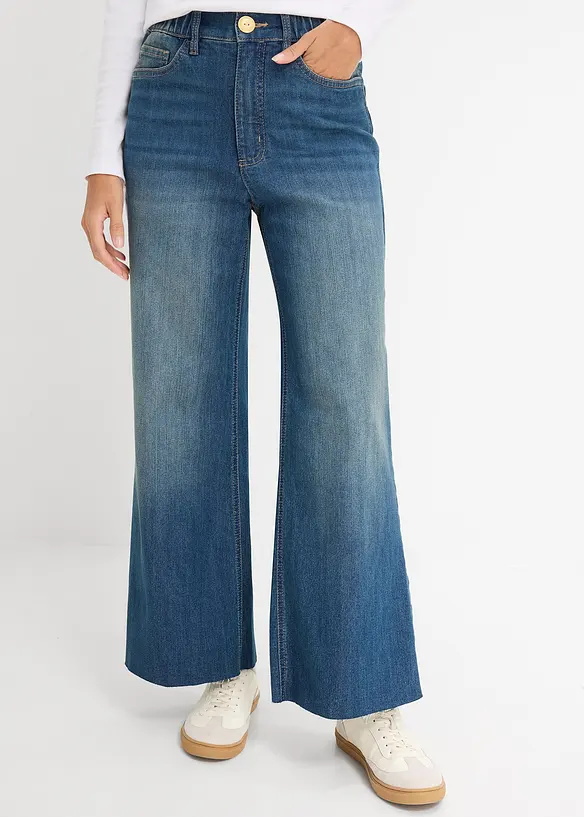 Wide-Leg-Jeans, High Waist, cropped, bonprix