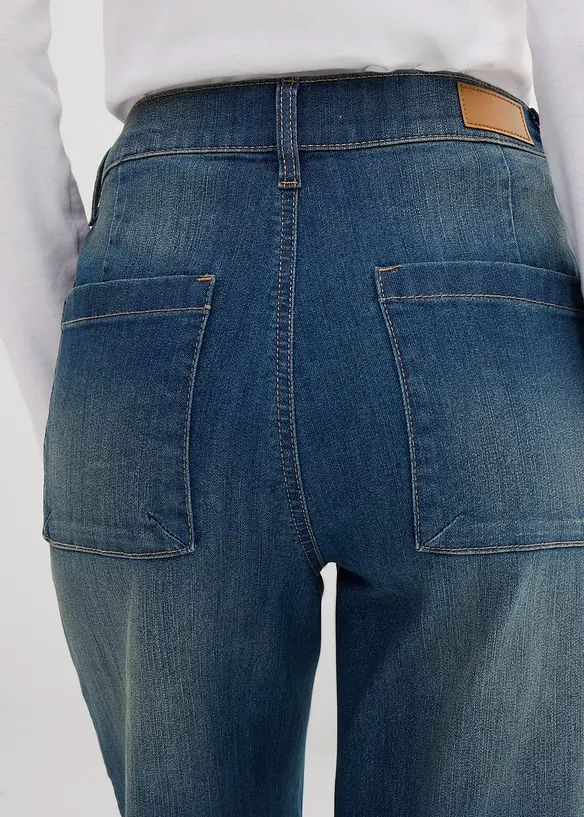 Wide-Leg-Jeans, High Waist, cropped, bonprix