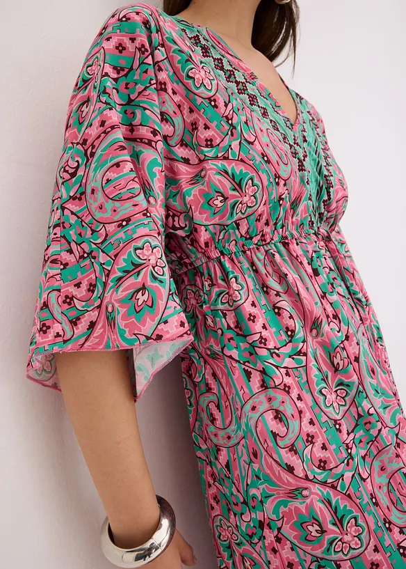 Robe longue et imprim&eacute;e en viscose fluide, bonprix