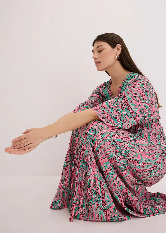 Robe longue et imprim&eacute;e en viscose fluide, bonprix